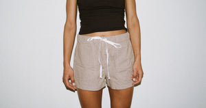 Cotton Drawstring Shorts- Brown & White Gingham