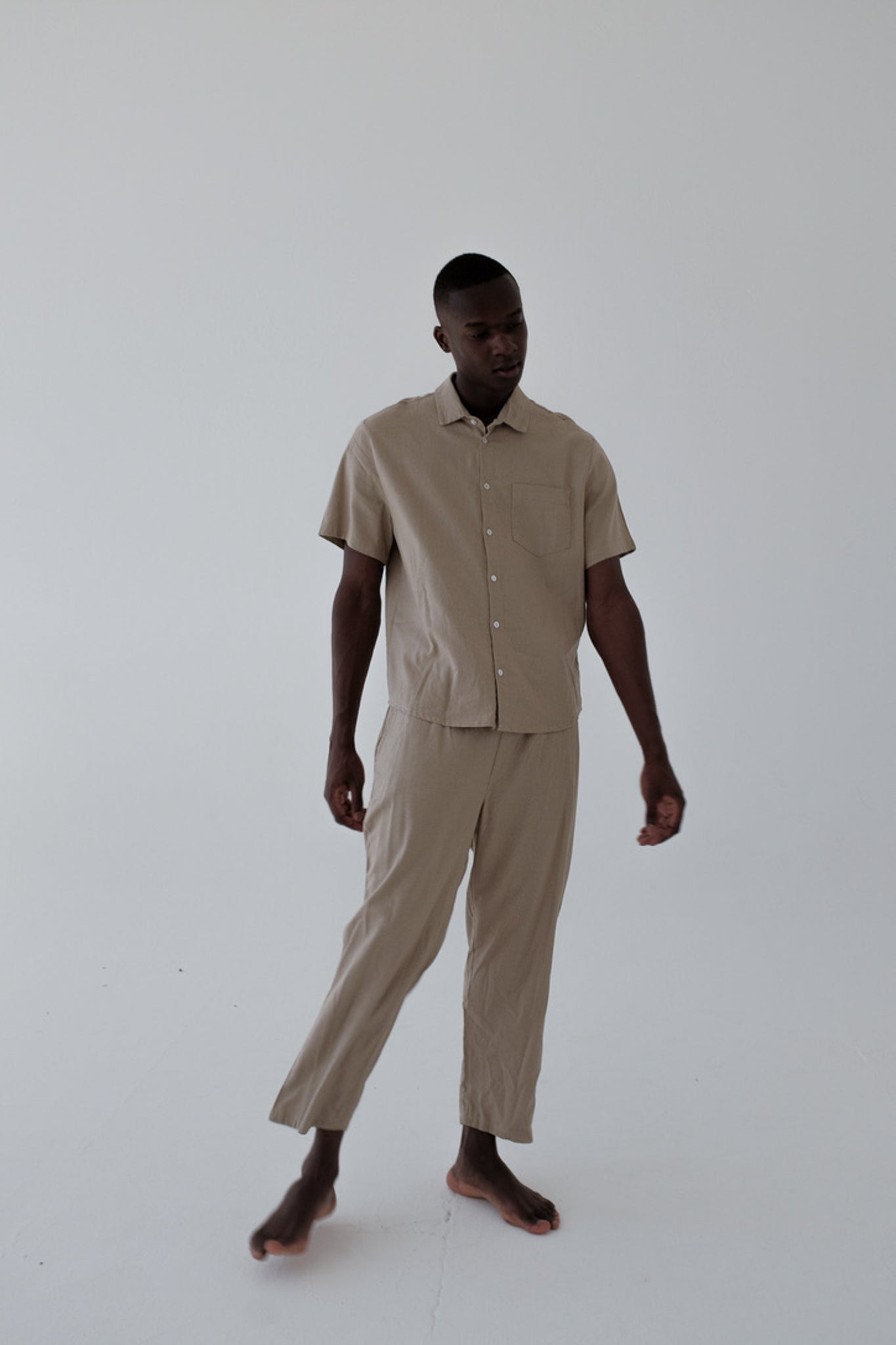 Men Straight Leg Pants (Linen Blend) - Natural