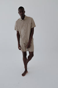 Men Linen Classic Shorts (Linen Blend) - Natural