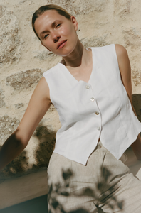 Linen Vest- White