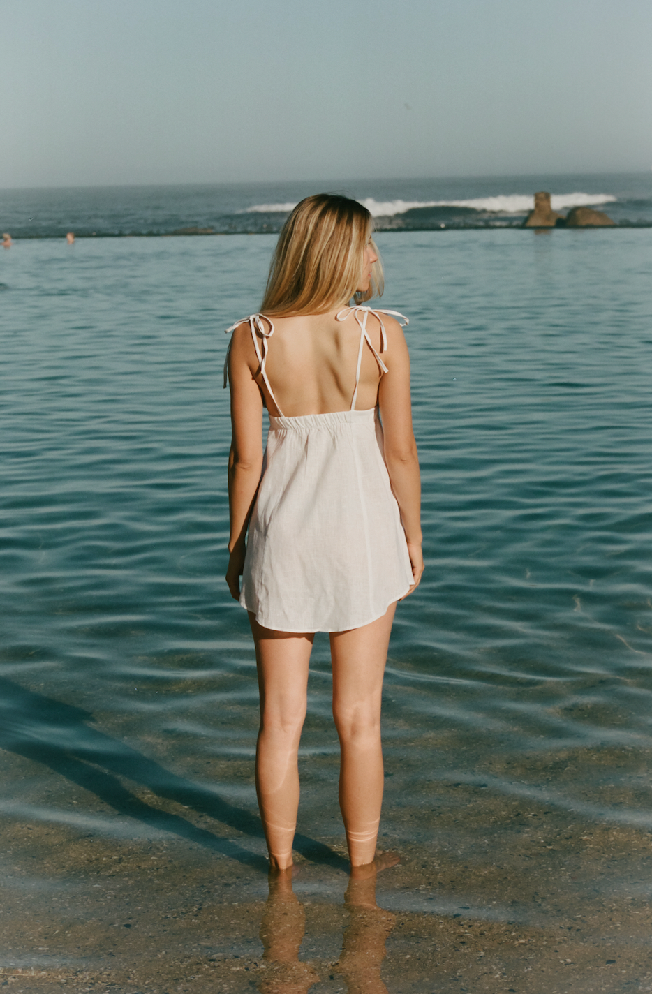 Linen Strap Dress- Natural