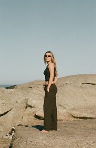 Cotton Drawstring Pants - Brown Bobble