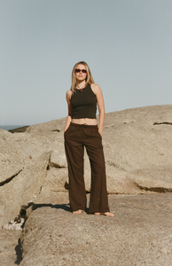 Cotton Drawstring Pants - Brown Bobble