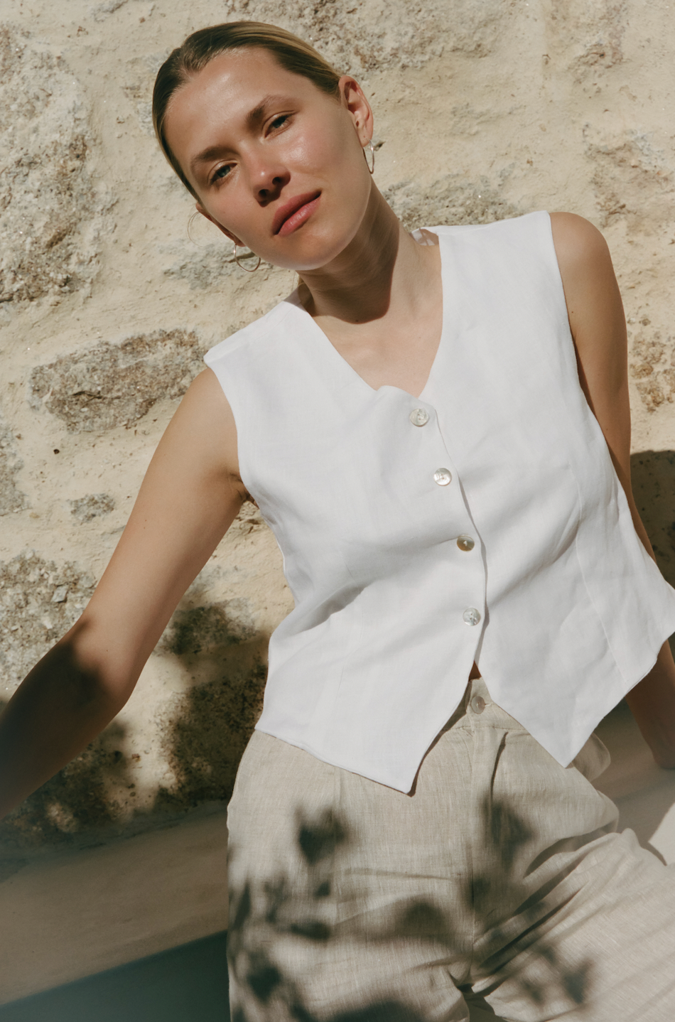 Linen Vest- White