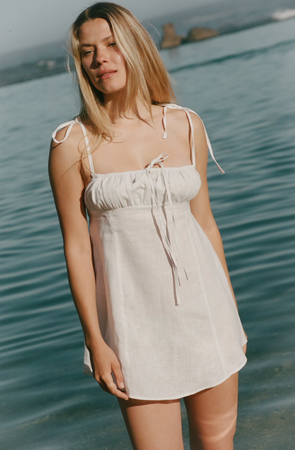 Linen Strap Dress- Natural
