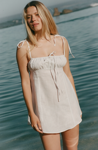 Linen Strap Dress- Natural