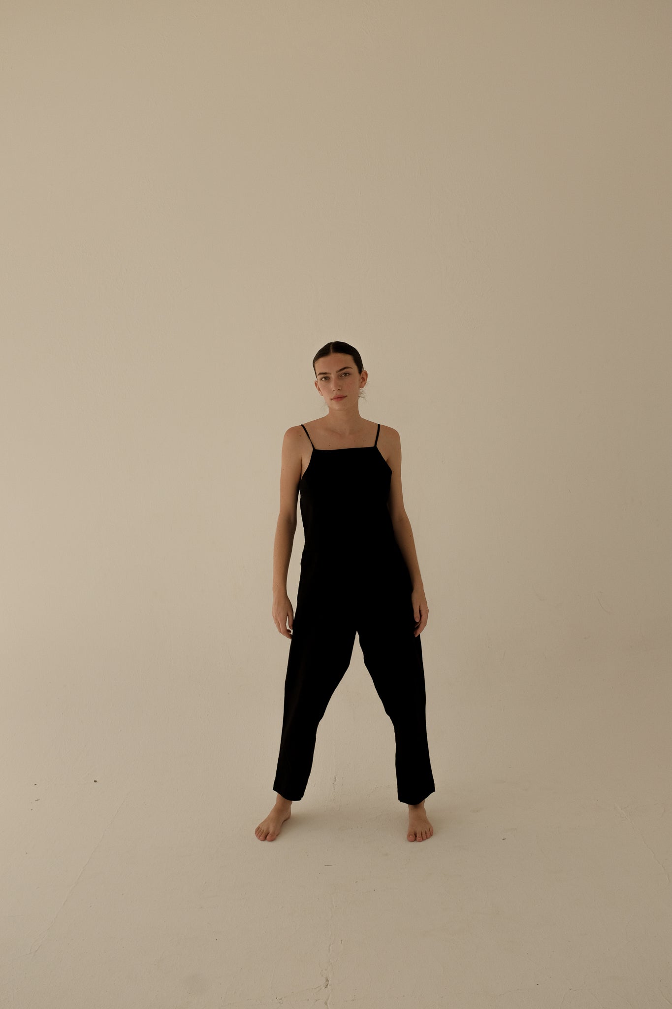 Linen Straight- Neck Jumpsuit