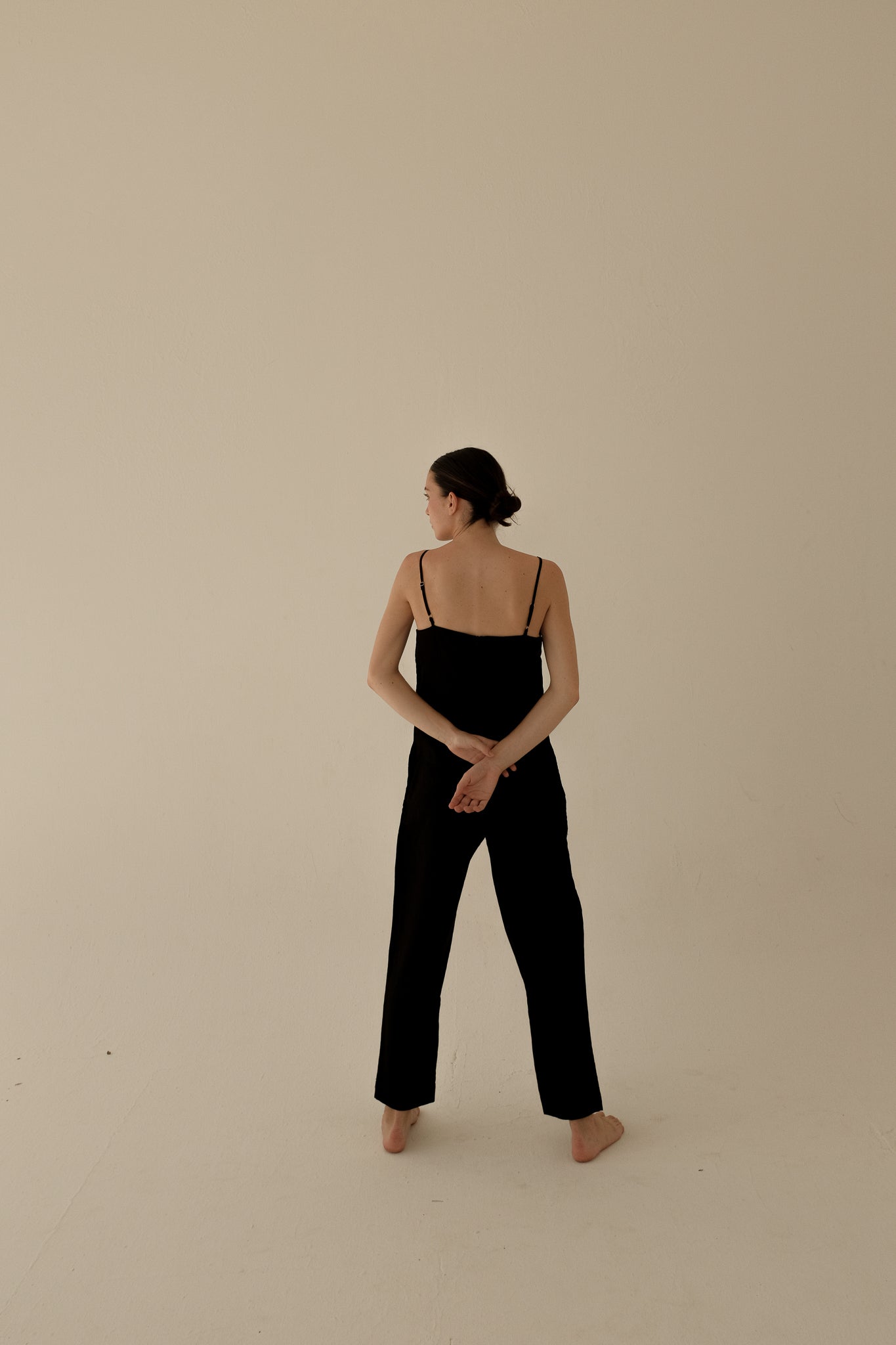 Linen Straight- Neck Jumpsuit